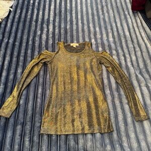 Michael Kors Gold Cutout Shoulder Blouse